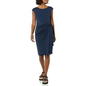 Amazon Essentials Dames kapmouw boothals faux wrap jurk, marineblauw, X-Large