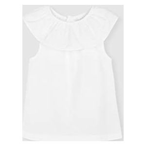 Gocco Mouwloze blouse voor meisjes met ruches, Optisch wit, 12 Jaren