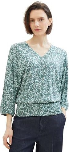 TOM TAILOR - Longsleeve - V-hals - Dames - All-over print - 3/4-mouwen