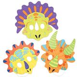 Baker Ross AW581 Maskers""dinosaurus"" om in te kleuren (8 stuks) – maskers met verschillende dino's voor kinderen om vorm te geven en te verkleden,8 Pack,Wit
