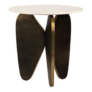 Adda Home Bijzettafel, marmer/metaal, bruin/goud/wit, 56 x 56 x 51 cm