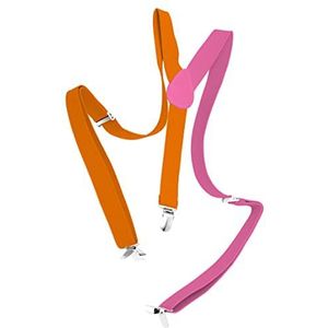 Folat B.V.-Folat 24866 bretels Colorblock neon oranje/roze voor kledingaccessoires dames en heren carnavalskostuums party carnaval kostuum kleurrijk