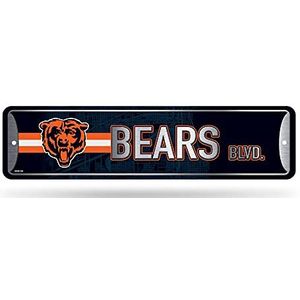 Rico Industries NFL Chicago Bears Home Décor Metal Street Sign (4"" x 15"") - Great for Home, Office, Bedroom, & Man Cave - Made,Silver