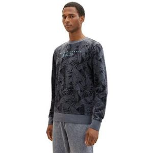 TOM TAILOR Sweatshirt voor heren met palmpatroon, 31800 - Navy Tonal Big Leaf Design, 3XL