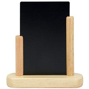 Securit Tafelkrijtbord elegant, tafelstandaard met dubbelzijdig tafelblad met houten sokkel in U-vorm, met witte krijtstift, ca. 17,5 x 15,5 cm groot