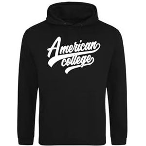 AMERICAN COLLEGE USA Sweatshirt met print, warme kleding, uniseks, kinderen, jongens en meisjes, casual, model ACSCW1, zwart, 14 jaar, Zwart, 14 ans