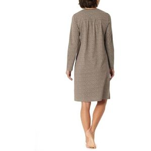 Schiesser Dames lange mouwen 100% katoen Sleepshirt Bigshirt 100 cm Lengte-Nightwear Nachthemd, Taupe, 38, Taupe, 38