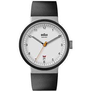 Braun Heren 40mm automatisch horloge met zwarte rubberen band BN0278, Wit, riem