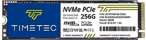 Timetec 256 GB SSD NVMe PCIe Gen3x4 8 Gb/s M.2 2280 3D NAND Hoogwaardige SLC-cache lees-/schrijfsnelheid tot 2.000/1.600 MB/s interne solid-state drive voor pc, laptop en desktop (256 GB)