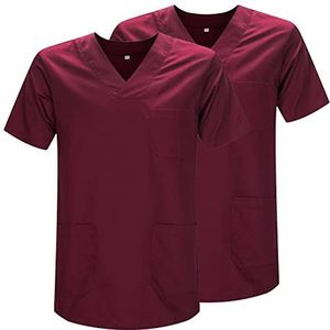 MISEMIYA - Verpakking van 2 stuks, uniseks, gezondheiduniform, medisch uniform, ref. 817 x 2, Granaatrood 21, M