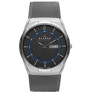 Melbye titanium en houtskoolstaal mesh Day-date horloge