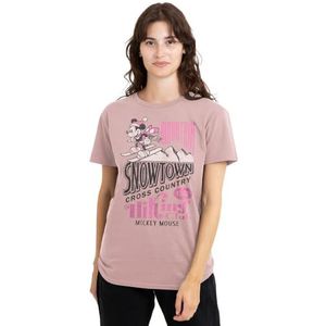 mandarin creative ltd Mickey Mouse Snowtown Ski dames T-shirt, roze, XX-Large, roze, XXL