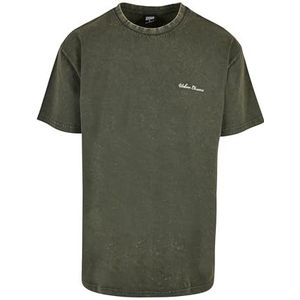 Urban Classics Heren oversized klein geborduurde T-shirt voor heren, flessengroen, 5XL, groen (bottle green), 5XL