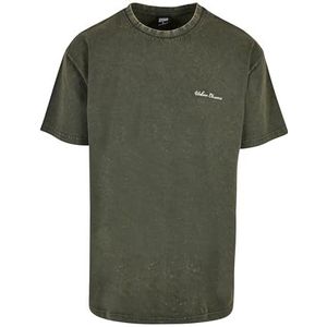 Urban Classics Heren T-shirt Oversized Small Embroidery Tee met ronde hals, verkrijgbaar in 3 verschillende kleuren, maat S tot 5XL, groen (bottle green), XXL