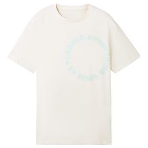 TOM TAILOR T-shirt voor jongens met print, 12906 - Wool White, 128 cm