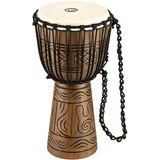 Meinl Percussion 25 cm Rope Tuned Headliner Artifact Series Wood Djembe Trommel - met geitenvacht - muziekinstrument voor kinderen en volwassenen, mahoniehout (HDJ17-M)