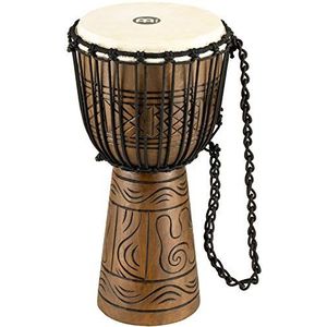 Meinl Percussion 25 cm Rope Tuned Headliner Artifact Series Wood Djembe Trommel - met geitenvacht - muziekinstrument voor kinderen en volwassenen, mahoniehout (HDJ17-M)