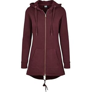 Urban Classics Meisjes sweatshirt-jack Girls Sweat Parka, lang gesneden, verlengde Basic Zip Hoody, redwine, maten 110/116-158/164, Redwine, 146/152 cm