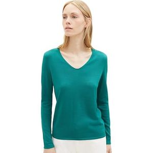 TOM TAILOR 1012976 Basic gebreide trui voor dames, 21178 - Ever Green, XS