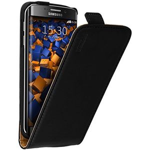 mumbi Echt lederen flip case compatibel met Samsung Galaxy S6 Edge hoes lederen tas case wallet, zwart