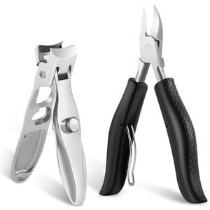 Diboniur Nagelknipperset, nagelknipper voor heren, 2 stuks, professionele nagelknipper voor dikke en krampachtige nagels, nagelknippers, superscherpe nagels, roestvrije nagelknipper voor voeten en