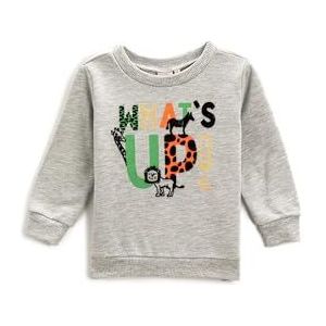 Koton Babyboys Sweatshirt met slogan-print, lange mouwen, ronde hals, grijs (grijs), 2-3 jaar