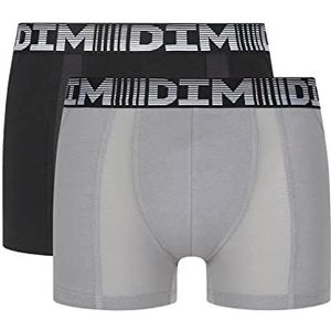 Dim Boxershorts voor heren, 3D Flex Air ademend vermogen, 2 stuks, zwart/parelgrijs, M