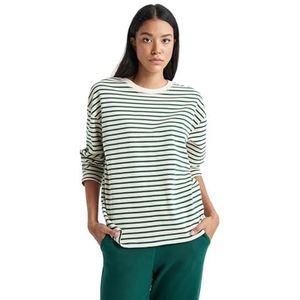 DeFacto Damesshirt met lange mouwen, regular fit, ronde hals, groen, XL