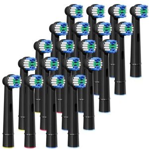 20 Pack Tandenborstel Vervanging Hoofden Zwart Compatibel met Orale B Professionele Zachte Schoon Elektrische Tandenborstel Hoofden Refill Pro 500/1000/1500/3000/3757/5000/7000/7500/8000