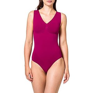 Buikwolk figuurvormende body voor dames met V-hals, Violet (Brombeere), S