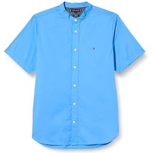 Tommy Hilfiger Heren Flex Poplin Mao Rf Shirt S/S Casual Shirts, Blauw, 3XL, Blauwe spreuk, 3XL grote maten tall