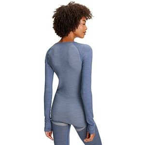 FALKE Dames Top van onderlaag Wool-Tech Light V Neck W L/S SH Wol Functioneel material Sneldrogend 1 Stuk, Blauw (Capitain 6751), S