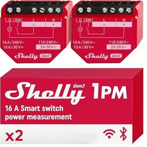 Shelly - 1PM Gen3 - Inbouwschakelaar - 2-Pack - Wi-Fi - 16A / 2000 W