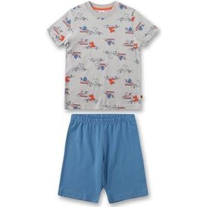 Sanetta Kinderpyjama voor jongens, korte shorty, 100% biologisch katoen, lichtgrijs, 128 cm