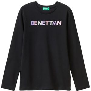 United Colors of Benetton T-shirt voor meisjes en meisjes, Zwart, 120