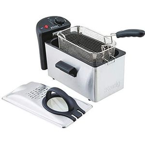 H.Koenig Friteuse Semi Professional DFX300, Handgeschakeld, 3L, Roestvrijstaal, Compact, Hete lucht, Anti-geur Filter, Regelbare Temperatuur, Thermisch geïsoleerde Handvaten, Uitneembare Mand