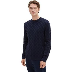 TOM TAILOR Basic gebreide herentrui met structuur, 10668-sky Captain Blue, XL