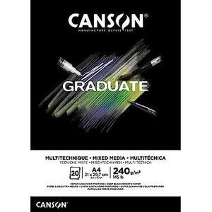 Canson Graduate Mix Media Block A4 20 vellen zwart fijn 240 g