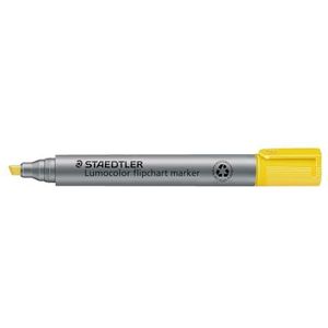 STAEDTLER Flipchart Markeerstift Lumocolor, geel, wigpunt, kleurintensieve, sneldrogende, geurarme inkt, slaat niet door papier, 10 flipchart markers in vouwdoos, 356 B-1