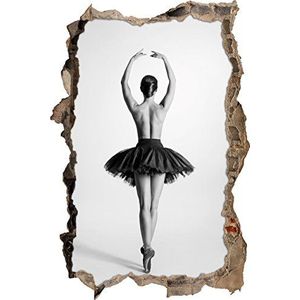Pixxprint 3D_WD_2673_92x62 sexy naakte ballerina muurdoorbraak 3D muursticker, vinyl, kleurrijk, 92 x 62 x 0,02 cm