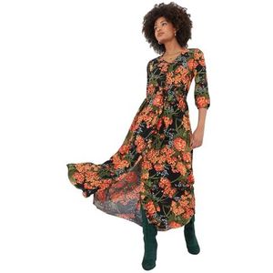 Joe Browns Maxi-jurk met bloemenkant, normale pasvorm, oranje, maat 38, Oranje, 36