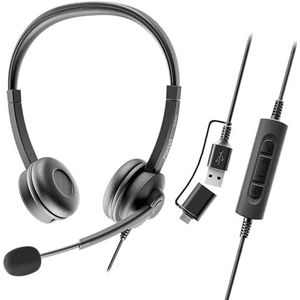 AXTEL Flow Stereo Hoofdtelefoon USB-C + USB-A ruisonderdrukking / 40 mm/Kabel/Stereo HD AXH-FLOWUCD