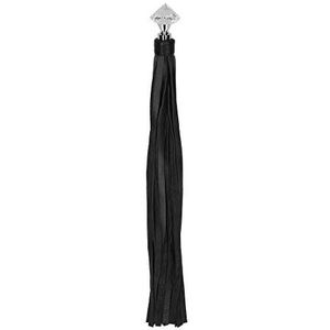 Shots Ouch! Pain - Sparkling Pointed Handle Leather Flogger - Black