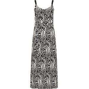 dedica Dames maxi-jurk met zebra-print jurk, zwart, wit, S
