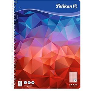 Pelikan 100083 spiraalblok A4, 80 vellen, liniatuur 28 (geruit), schoolschrijfpapier, 90 g/m², FSC Mix, wit