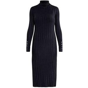 DreiMaster Klassik Dames gebreide jurk met lange mouwen midi iridia, zwart, XL/XXL