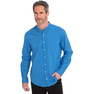 JP 1880 Heren linnen mixhemd lange mouwen, opstaande kraag, modern fit overhemd, donker-turquoise, 3XL