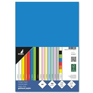 kangaro - Gekleurd papier, blauw, DIN A4-160 g/m² FSC mix, 50 stuks, briefpapier, knutselpapier, doe-het-zelf, 29,7 x 21 x 1