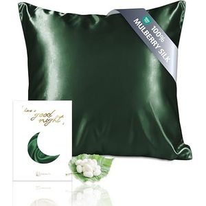 townssilk - Kussensloop - Smaragdgroen - 100% Pure Moerbeizijde - 80 x 80 cm - Dubbelzijdig