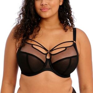 Elomi Sachi Plunge-beha voor dames, met veel bandjes, doorzichtig, Zwart, 85H
